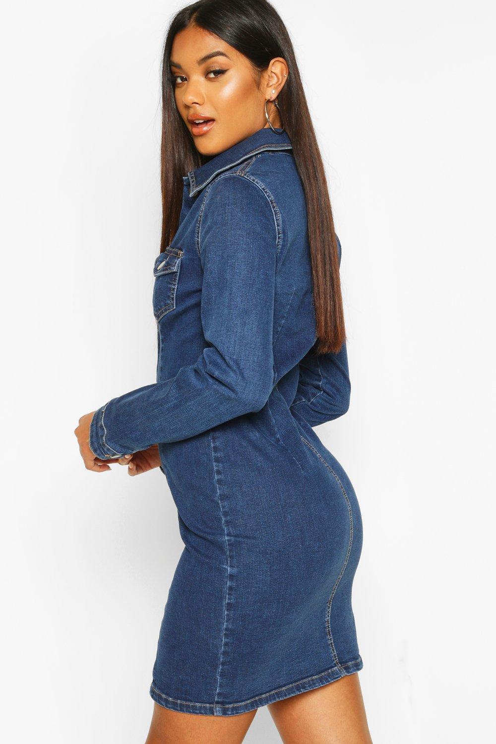 Long sleeve sale denim bodycon dress